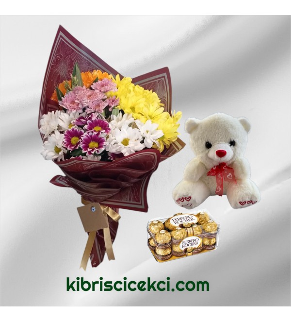 Karışık Mevsim Buketi Ayıcık 16'lı Ferrero Çikolata